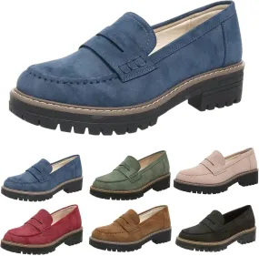 Platform Loafers for Women 2025,Women Platform Loafer,Business Casual Shoes Women,Work Shoes Women Business Casual,Suede Penny Loafers Lug Sole Slip-Ons Shoes Women Penny Loafers
