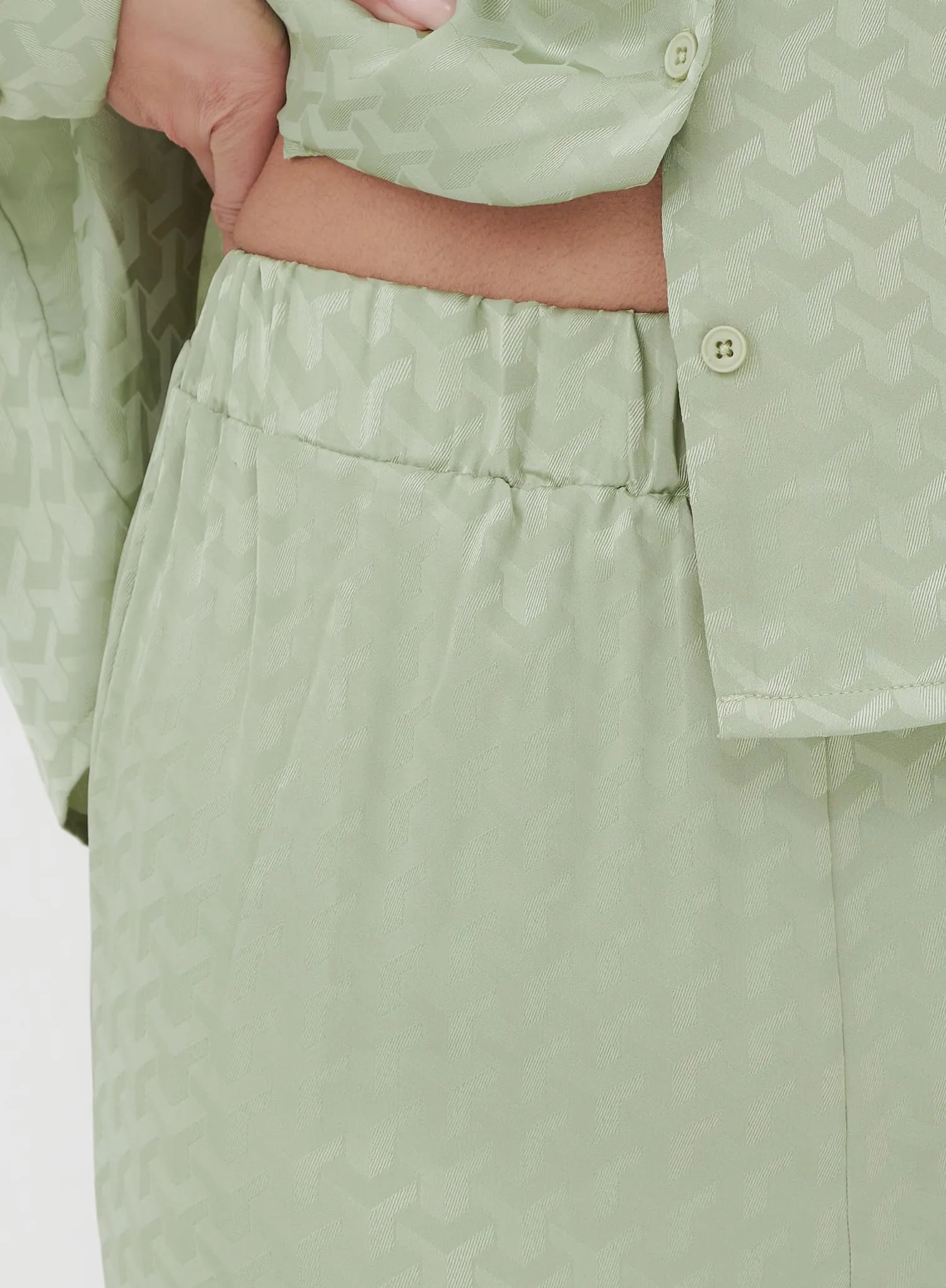Sage Wide Leg Jacquard Trouser - Zaina