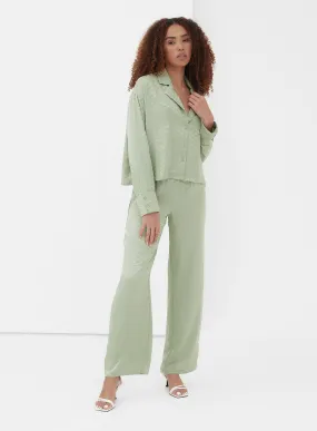 Sage Wide Leg Jacquard Trouser - Zaina