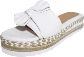 Sandals for Women Slip On Espadrilles Wedges Sandals Platform Bow Knot Open Toe Flip Flops Beach Travel Vacation Slippers Summer Dressy Mules Shoes Casual Flat Slippers