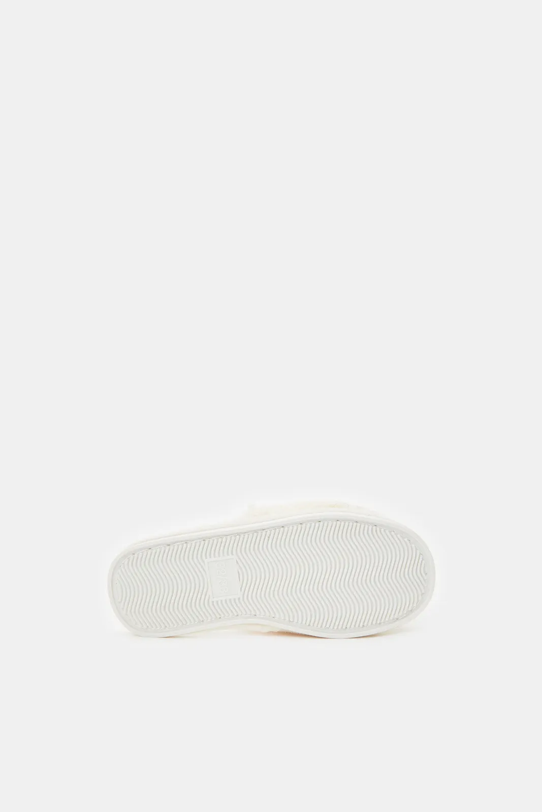 Senior Girls Cream Floral Slippers