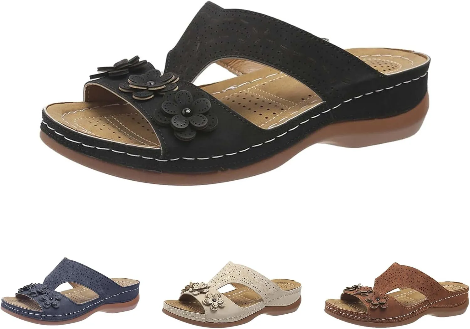 Summer Platform Wedge Sandals for Women Comfortable Flower Orthopedic Beach Sandals Womens Dressy Walking Hiking Platform Shoes