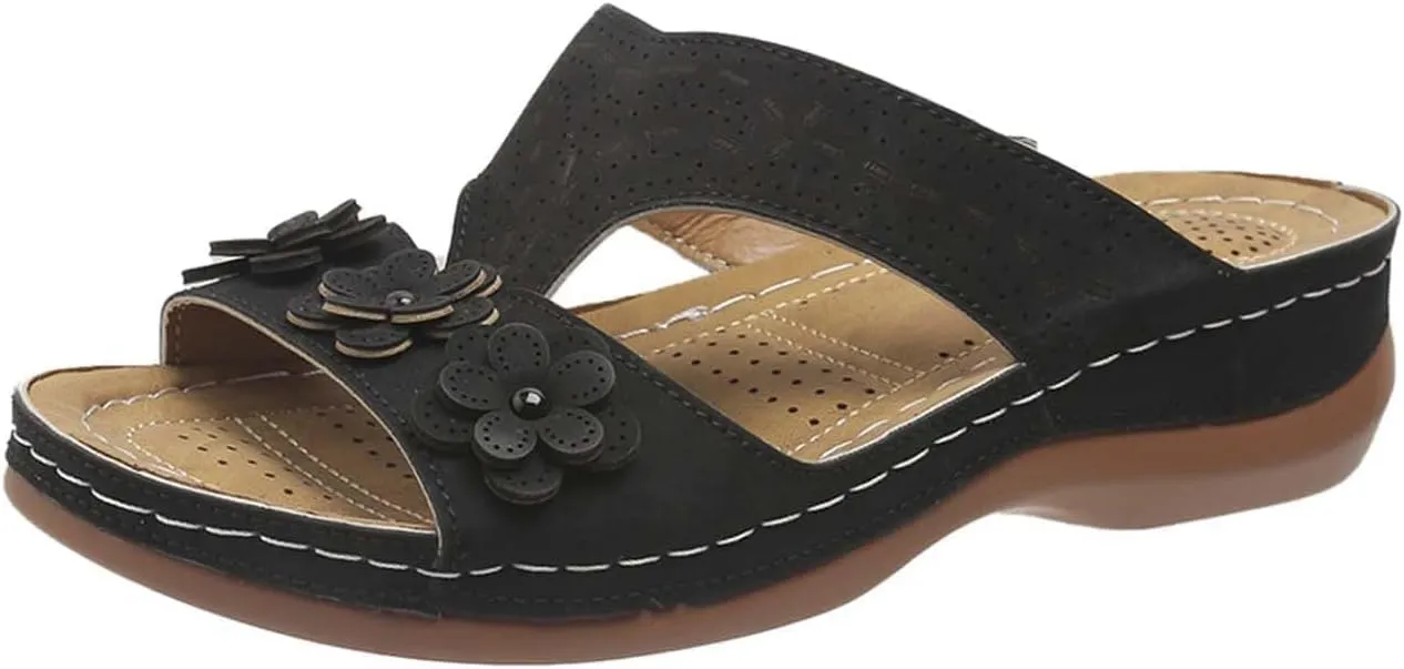 Summer Platform Wedge Sandals for Women Comfortable Flower Orthopedic Beach Sandals Womens Dressy Walking Hiking Platform Shoes