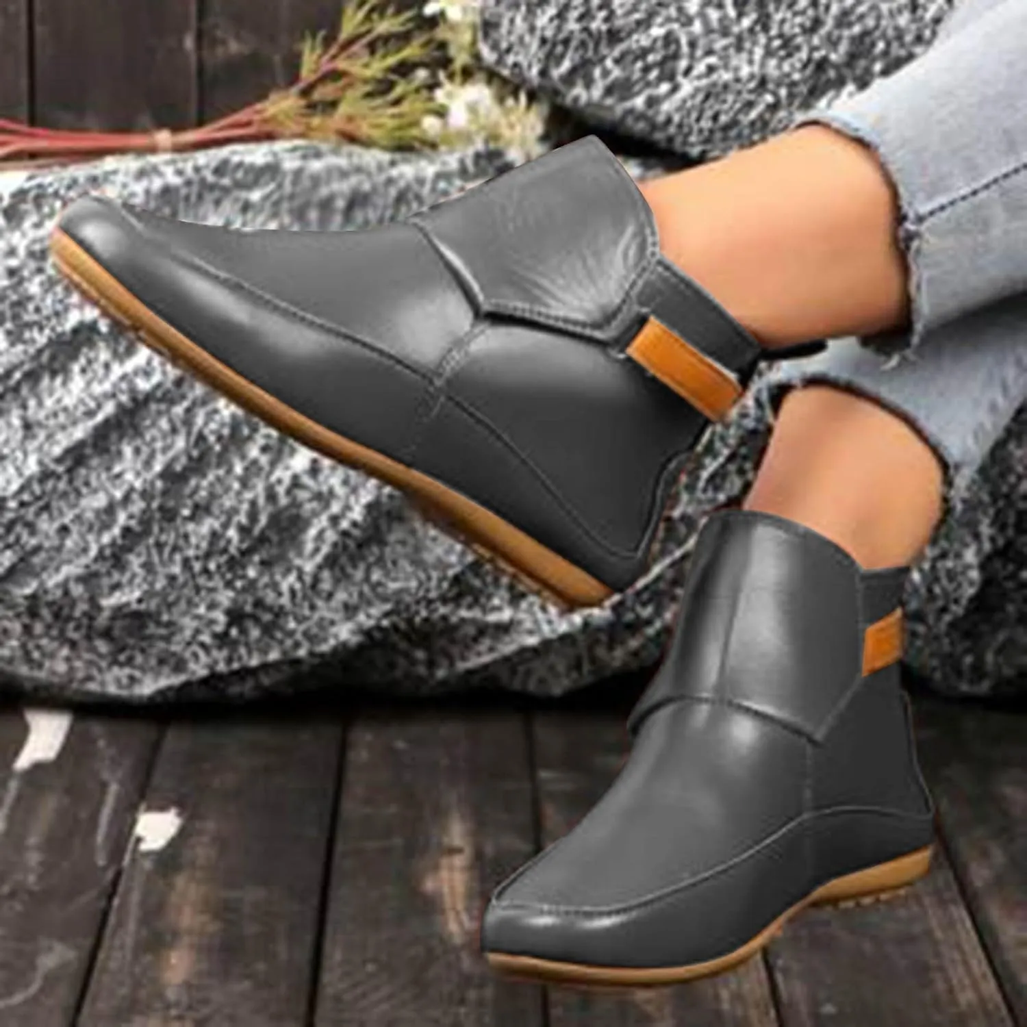 Womens Cowboy Boots,Women's Classic Ankle Boots Low Heel Buckle Strap Booties Ladies Round Toe Fashion Shoes Women