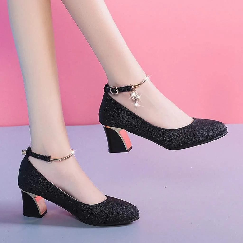 Women's Dressy Strappy 2 Inch Low Heel Open Toe Sandals Dress Shoes for Woman Lady Dance Evening Dancing Shoes