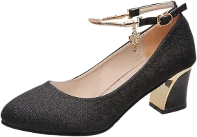 Women's Dressy Strappy 2 Inch Low Heel Open Toe Sandals Dress Shoes for Woman Lady Dance Evening Dancing Shoes
