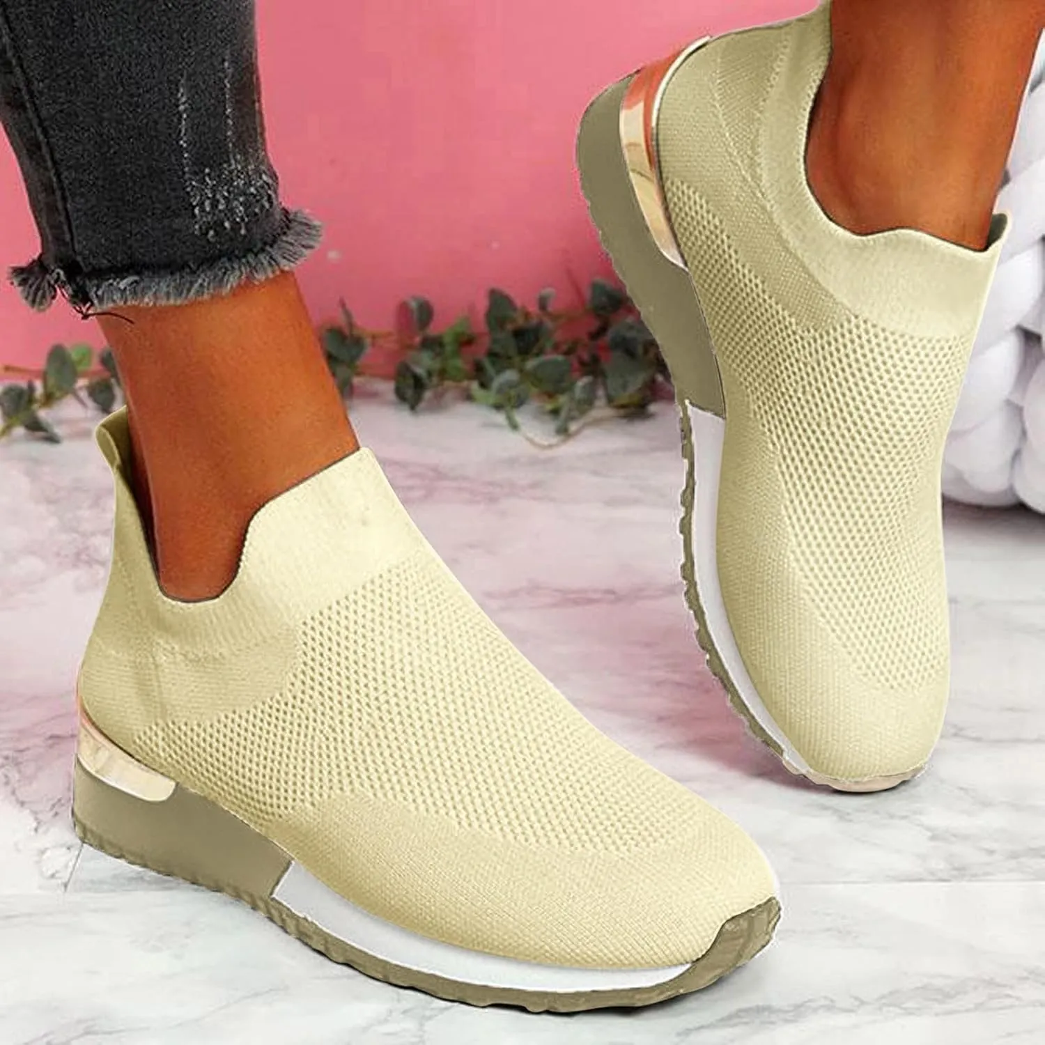 Women's Fashion Sneaker Non Slip Breathable Lightweight Comfortable Lace Up Mens Walking Shoes Wide Width Black Platform Loafers Women Women's Wide Width Sneakers