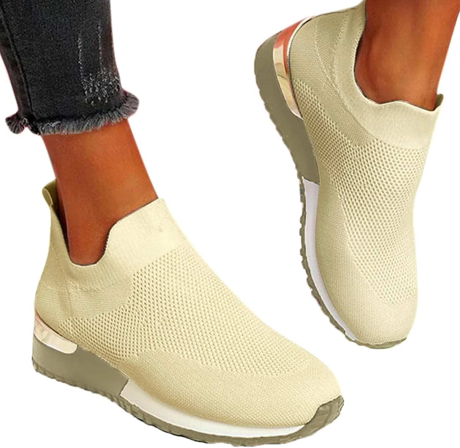 Women's Fashion Sneaker Non Slip Breathable Lightweight Comfortable Lace Up Mens Walking Shoes Wide Width Black Platform Loafers Women Women's Wide Width Sneakers