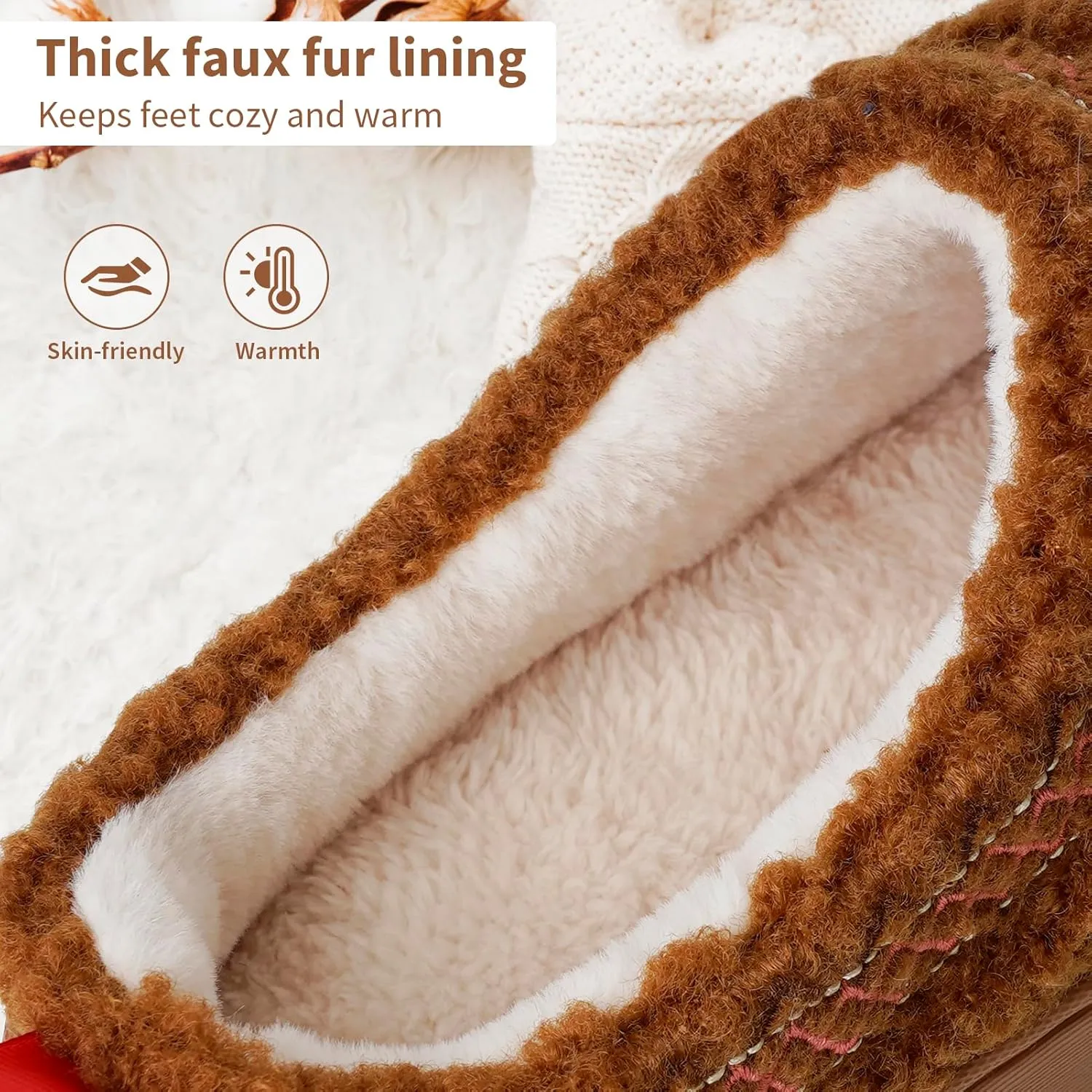Women's Slippers Platform Mini Boots, Super Light EVA 4cm Thick Sole, Fur Fleece Lined, Cozy and Stylish Slipper for Outdoor Indoor