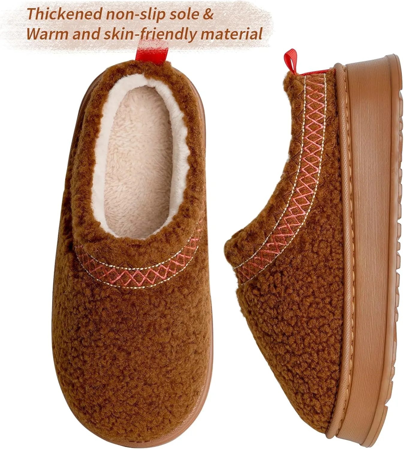 Women's Slippers Platform Mini Boots, Super Light EVA 4cm Thick Sole, Fur Fleece Lined, Cozy and Stylish Slipper for Outdoor Indoor