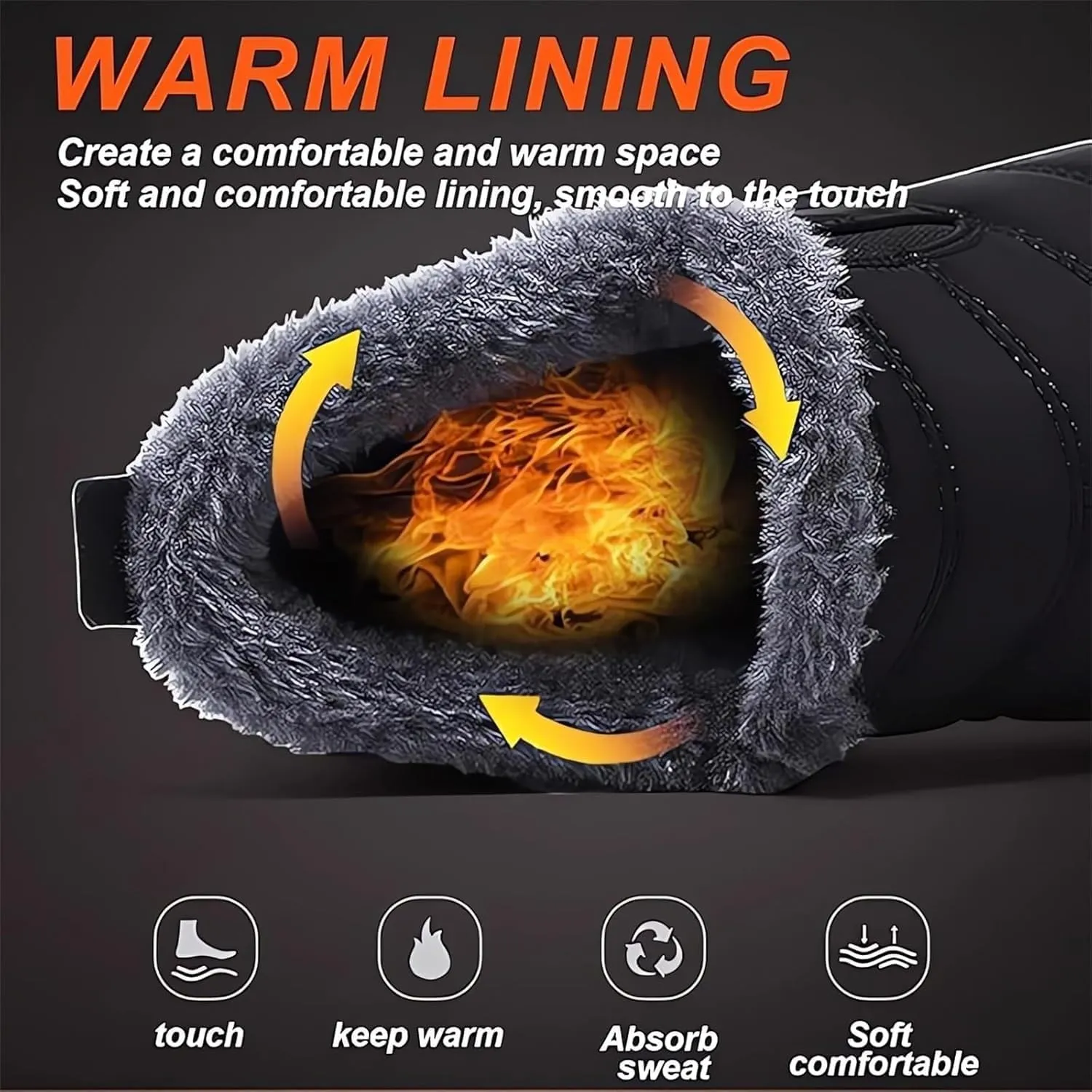 Women's Warm Sheepskin-Lined Boots, Man's Slip on Waterproof Short Snow Boots, Orthopedic Walking Wide Arch Support Shoes